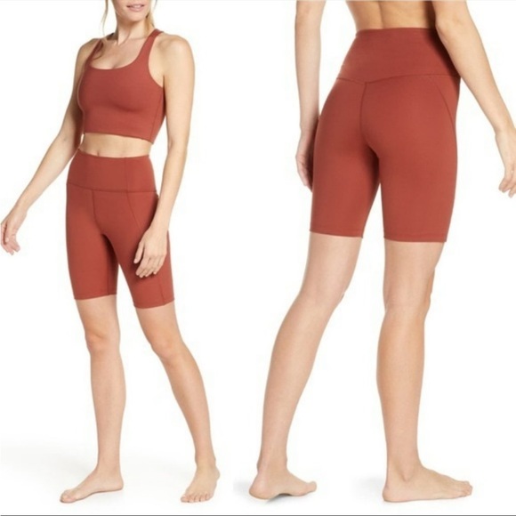 girlfriend collective Pants - Girlfriend Collective Sedona Red High-Rise Bike Short - Size Small